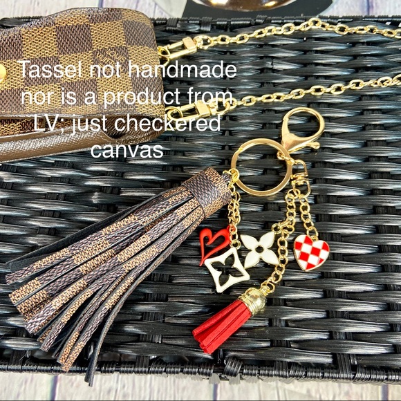 Louis Vuitton key fob holder pouch keychain in Damier Ebene with bag charm - Picture 16 of 16